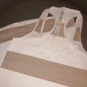 Tan and white stripe lululemon cool racerback tank